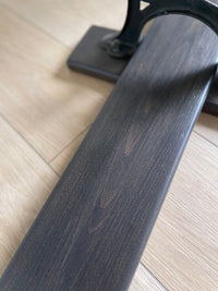 Antique 1920s Theater Seats - Triple Bench Chairs with Arm Rests and Hat Wire Under the Seat - Walnut Base - Cast Iron Brass ** FREE SHIPPING ** This dark and moody historical show-stopper is perfect for a mud room, foyer, entry way, lake or ski home. The cast iron carvings on each end are so stunning with hints of brass shining through. It's decorative all the way through.