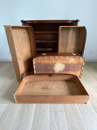 **SOLD** 1800s Massachusetts Sheraton Bowfront Chest of Four Drawers - Turret Corners Over Reeded Pilasters