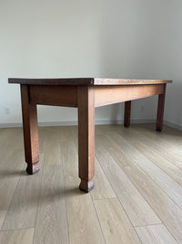 **SOLD** Antique 8' Bakers Harvest Table, Eat-In Kitchen Island Farmhouse Dining Table - Solid Quarter Sewn Oak - FREE SHIPPING