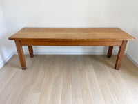 **SOLD** Antique 8' Bakers Harvest Table, Eat-In Kitchen Island Farmhouse Dining Table - Solid Quarter Sewn Oak - FREE SHIPPING