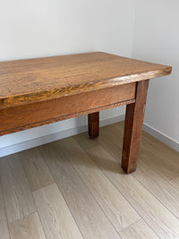 **SOLD** Antique 8' Bakers Harvest Table, Eat-In Kitchen Island Farmhouse Dining Table - Solid Quarter Sewn Oak - FREE SHIPPING