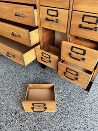 Antique 63 Drawer Lab, Parts or Apothecary Storage Cabinet, Card Catalog, Chest of Drawers or Haberdashery Mercantile Shop Statement Piece