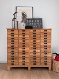 Antique 1890s Oak Apothecary Cabinet, Chest of Tin Drawers, Retail Storage Cabinet