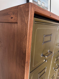 Antique Rare Art Metal Construction Co. Industrial Military 20-Drawer Steel File Cabinet, Custom Credenza