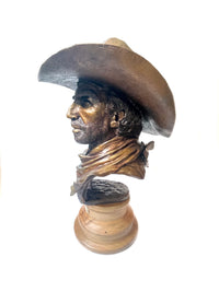 **SOLD** Saddle Tramp Cowboy Bust - Bronze Statue by JL (Jerry) Snodgrass - Collectable Western Sculpture