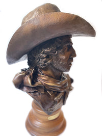 **SOLD** Saddle Tramp Cowboy Bust - Bronze Statue by JL (Jerry) Snodgrass - Collectable Western Sculpture