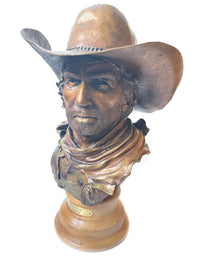**SOLD** Saddle Tramp Cowboy Bust - Bronze Statue by JL (Jerry) Snodgrass - Collectable Western Sculpture