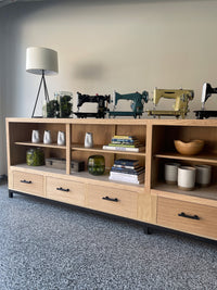 Vintage 12 Ft Oak Retail Mercantile Shop Counter Display Cabinet - 6 Robust Drawers and Shelving - Oversized - FREE Shipping!