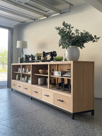 Vintage 12 Ft Oak Retail Mercantile Shop Counter Display Cabinet - 6 Robust Drawers and Shelving - Oversized - FREE Shipping!