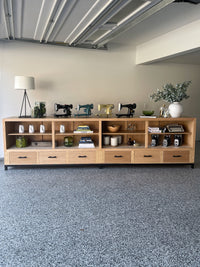 Vintage 12 Ft Oak Retail Mercantile Shop Counter Display Cabinet - 6 Robust Drawers and Shelving - Oversized - FREE Shipping!