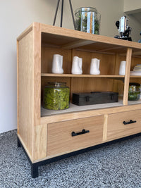 Vintage 12 Ft Oak Retail Mercantile Shop Counter Display Cabinet - 6 Robust Drawers and Shelving - Oversized - FREE Shipping!