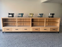 Vintage 12 Ft Oak Retail Mercantile Shop Counter Display Cabinet - 6 Robust Drawers and Shelving - Oversized - FREE Shipping!