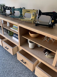 Vintage 12 Ft Oak Retail Mercantile Shop Counter Display Cabinet - 6 Robust Drawers and Shelving - Oversized - FREE Shipping!