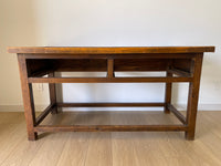 **SOLD** Antique Spanish Primitive Apron Baking or Rustic Farmhouse Table or Desk with Drawers and Side Leaf