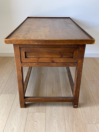 **SOLD** Antique Spanish Primitive Apron Baking or Rustic Farmhouse Table or Desk with Drawers and Side Leaf