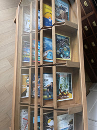 **SOLD** Vintage 1950s Curved Glass Haberdashery Mercantile Shop Counter Display Cabinet - 16 Staggered Drawers