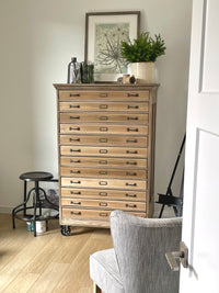 **SOLD** 1/2 Meticulously Restored, One-of-a-Kind, Historic, Versatile, 12 Drawer, Letterpress Type Set Printers Cabinet