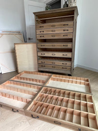 **SOLD** 1/2 Meticulously Restored, One-of-a-Kind, Historic, Versatile, 12 Drawer, Letterpress Type Set Printers Cabinet