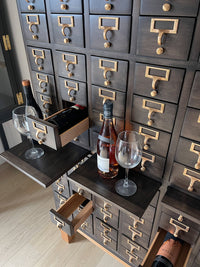 **SOLD** Vintage Mid-Century Library Card Catalog Filing Cabinet - 72 Drawers - Original Brass Hardware