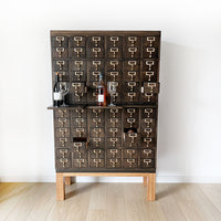 Vintage Mid-Century Library Card Catalog Filing Cabinet - 72 Drawers - Original Brass Hardware - VERY HEAVY This immaculate card catalog cabinet is in exceptional condition. Smooth sliding, beautifully crafted dovetail oak drawers are all in very good condition inside and out. Wine storage ideas.