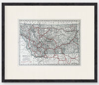 This is an Original 105 Year Old - 1917 Vintage Atlas Map of Montana - Framed and Matted