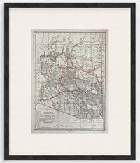 This is an Original 105 Year Old - 1917 Vintage Atlas Map of Arizona - Framed and Matted
