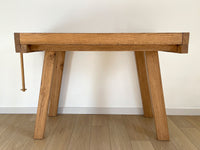 Antique Jeweler Workbench Desk, Kitchen Island, Entryway, Foyer or Console Table - Industrial Rustic Decor This workbench came from an old jeweler workshop in Bonners Ferry, Idaho. Working vice on the side of the table. This is one of our all-time favorite vintage furniture pieces. A statement piece for any home. Comfortable height for working at the computer or writing (with a taller chair or bar height chair). Great height for a kitchen island, foyer, entry or console table.