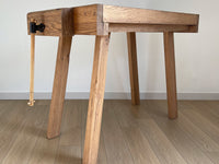 Antique Jeweler Workbench Desk, Kitchen Island, Entryway, Foyer or Console Table - Industrial Rustic Decor This workbench came from an old jeweler workshop in Bonners Ferry, Idaho. Working vice on the side of the table. This is one of our all-time favorite vintage furniture pieces. A statement piece for any home. Comfortable height for working at the computer or writing (with a taller chair or bar height chair). Great height for a kitchen island, foyer, entry or console table.