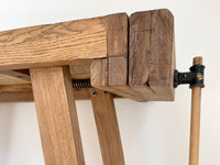 Antique Jeweler Workbench Desk, Kitchen Island, Entryway, Foyer or Console Table - Industrial Rustic Decor This workbench came from an old jeweler workshop in Bonners Ferry, Idaho. Working vice on the side of the table. This is one of our all-time favorite vintage furniture pieces. A statement piece for any home. Comfortable height for working at the computer or writing (with a taller chair or bar height chair). Great height for a kitchen island, foyer, entry or console table.