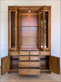 *SOLD* Vintage Stanley Furniture Solid MCM Contemporary China Cabinet with Lights and Brass Hardware