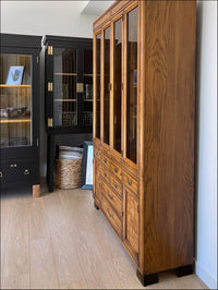 *SOLD* Vintage Stanley Furniture Solid MCM Contemporary China Cabinet with Lights and Brass Hardware