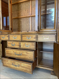*SOLD* Vintage Stanley Furniture Solid MCM Contemporary China Cabinet with Lights and Brass Hardware