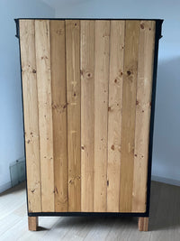 **SOLD** Vintage Black Wood Glass Display Curio Storage Cabinet Book Case