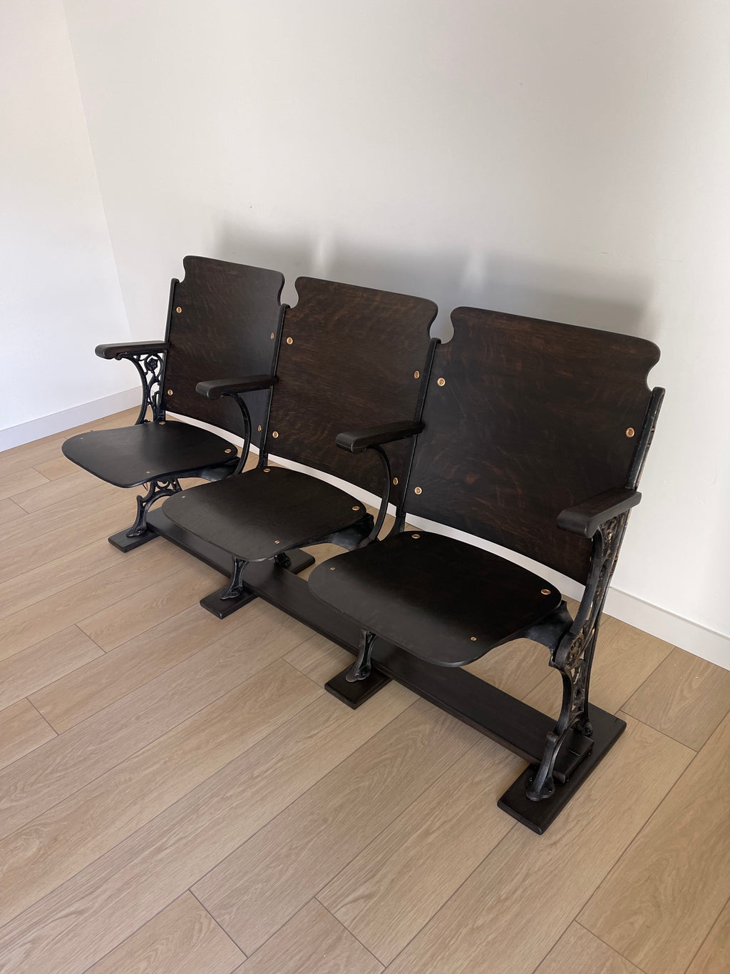**SOLD** Antique 1920s Theater Seats - Triple Bench Chairs with Arm Re ...