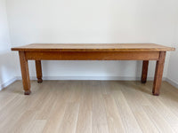 **SOLD** Antique 8' Bakers Harvest Table, Eat-In Kitchen Island Farmhouse Dining Table - Solid Quarter Sewn Oak - FREE SHIPPING
