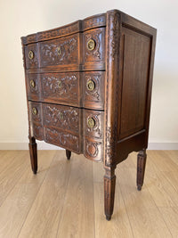 Magnificent Antique 1910s Belgian Hand Carved Commode, Chest of Drawers, Sink Pedestal, Vanity Cabinet