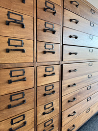 Antique 63 Drawer Lab, Parts or Apothecary Storage Cabinet, Card Catalog, Chest of Drawers or Haberdashery Mercantile Shop Statement Piece