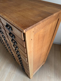 Antique 1890s Oak Apothecary Cabinet, Chest of Tin Drawers, Retail Storage Cabinet