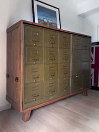 Antique Rare Art Metal Construction Co. Industrial Military 20-Drawer Steel File Cabinet, Custom Credenza