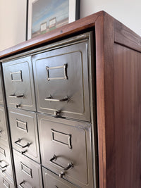 Antique Rare Art Metal Construction Co. Industrial Military 20-Drawer Steel File Cabinet, Custom Credenza