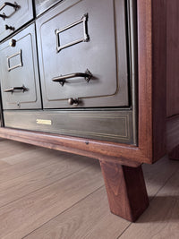 Antique Rare Art Metal Construction Co. Industrial Military 20-Drawer Steel File Cabinet, Custom Credenza