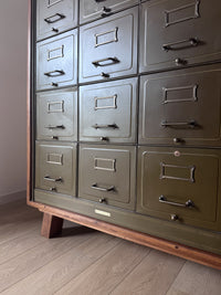 Antique Rare Art Metal Construction Co. Industrial Military 20-Drawer Steel File Cabinet, Custom Credenza