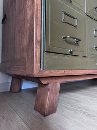 Antique Rare Art Metal Construction Co. Industrial Military 20-Drawer Steel File Cabinet, Custom Credenza