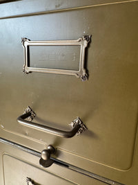 Antique Rare Art Metal Construction Co. Industrial Military 20-Drawer Steel File Cabinet, Custom Credenza