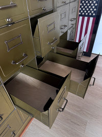 Antique Rare Art Metal Construction Co. Industrial Military 20-Drawer Steel File Cabinet, Custom Credenza