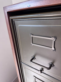 Antique Rare Art Metal Construction Co. Industrial Military 20-Drawer Steel File Cabinet, Custom Credenza