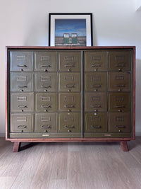 Antique Rare Art Metal Construction Co. Industrial Military 20-Drawer Steel File Cabinet, Custom Credenza