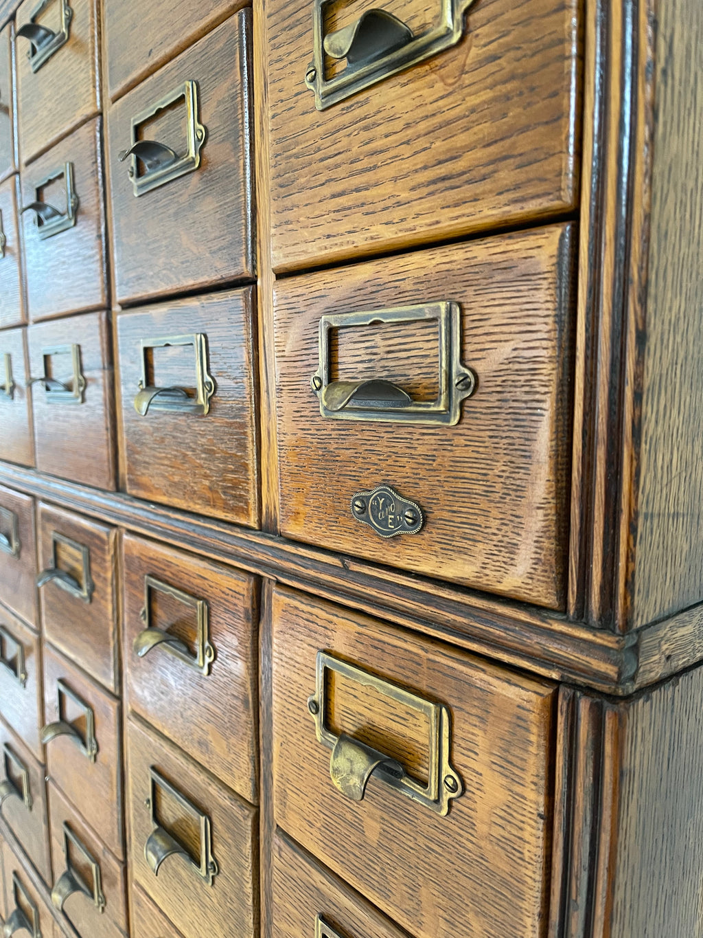**SOLD** Antique 1900s Yawman Erbe 60 Drawer Library Card Catalog Qu