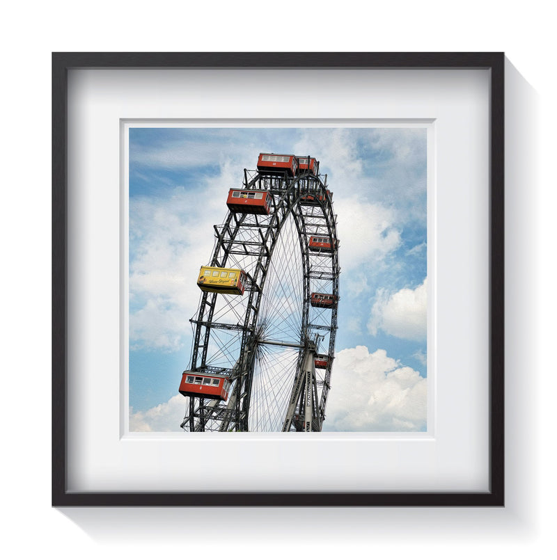 Ferris wheel at Prater Amusement Park in Vienna, Austria. Framed fine art ferris wheel and Europe photography by Andrew Grant.  Framed wall art for your home, office, business, restaurant, bar, vacation house or hotel.