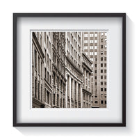 The concrete skyline and skyscrapers of New York rising. Framed fine art deco photography by Amanda Hedlund.   Framed wall art for your home, office, business, restaurant, bar, vacation house or hotel.